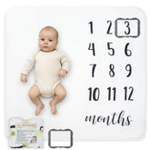 HakoBaby milestone blanket with 47x47 inch surface for growing baby portraits.