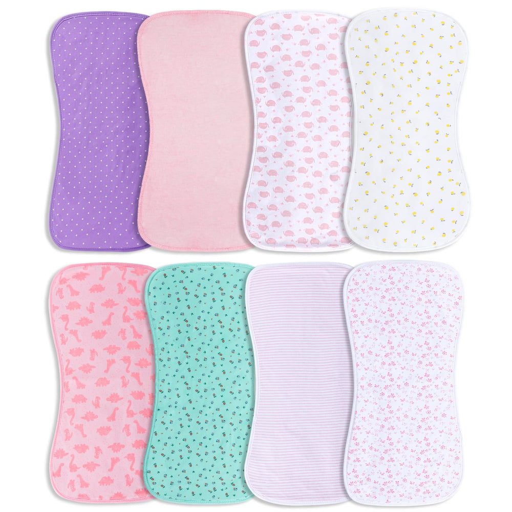 Hakochia burp cloths in front view show organic cotton softness for newborns.