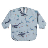 HALAA VAUVA long sleeve bib front view; keeps outfits clean during meals.