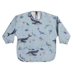 HALAA VAUVA long sleeve bib front view; keeps outfits clean during meals.