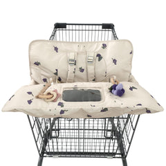 HALAA VAUVA shopping cart cover in grape closeup offering clean seating for baby
