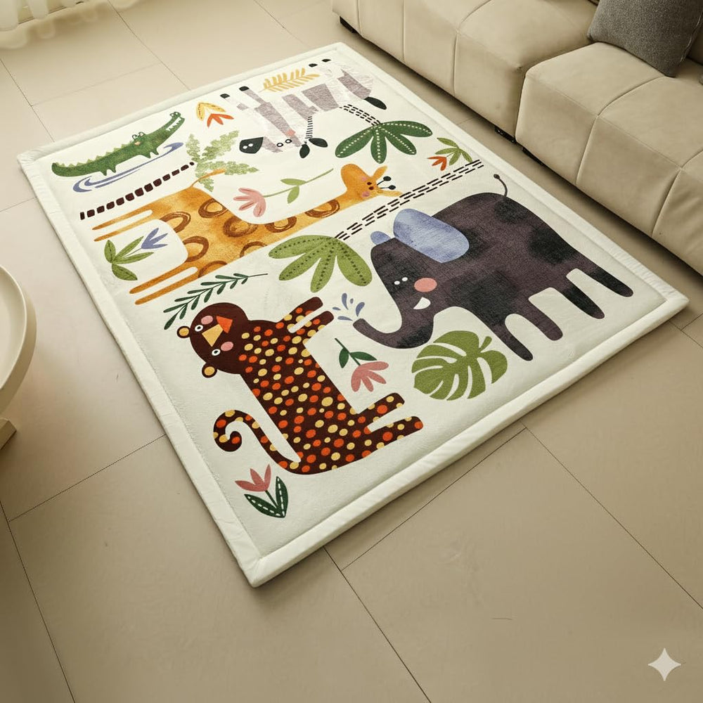Halaluxe Animals Baby PlayMat Rug with extra thickness for comfortable tummy time.