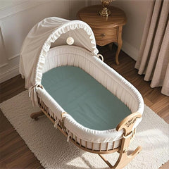 Haleeone rainbow color bassinet sheet adds cheerful style to nursery