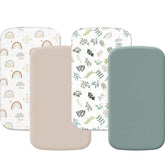 Haleeone mint green bassinet sheets provide a snug, cool sleep surface.