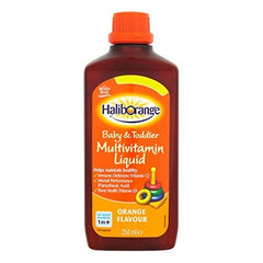 Haliborange baby and toddler liquid with orange flavour supports immune defences and healthy bones.