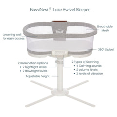 HALO BassiNest Luxe vibration settings soothe baby with gentle motion