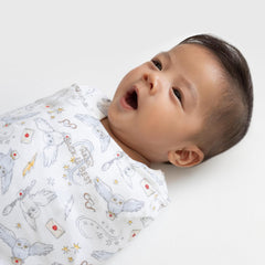 HALO Harry Potter Sleepsack Swaddle inverted zipper for easy diaper changes.