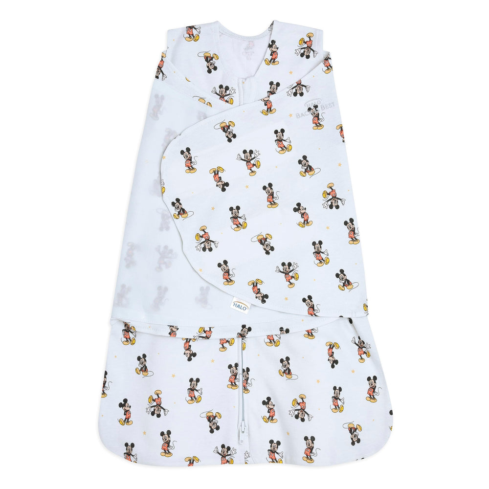 HALO Mickey Fun sleepsack swaddle for secure, cozy sleep in Disney style.