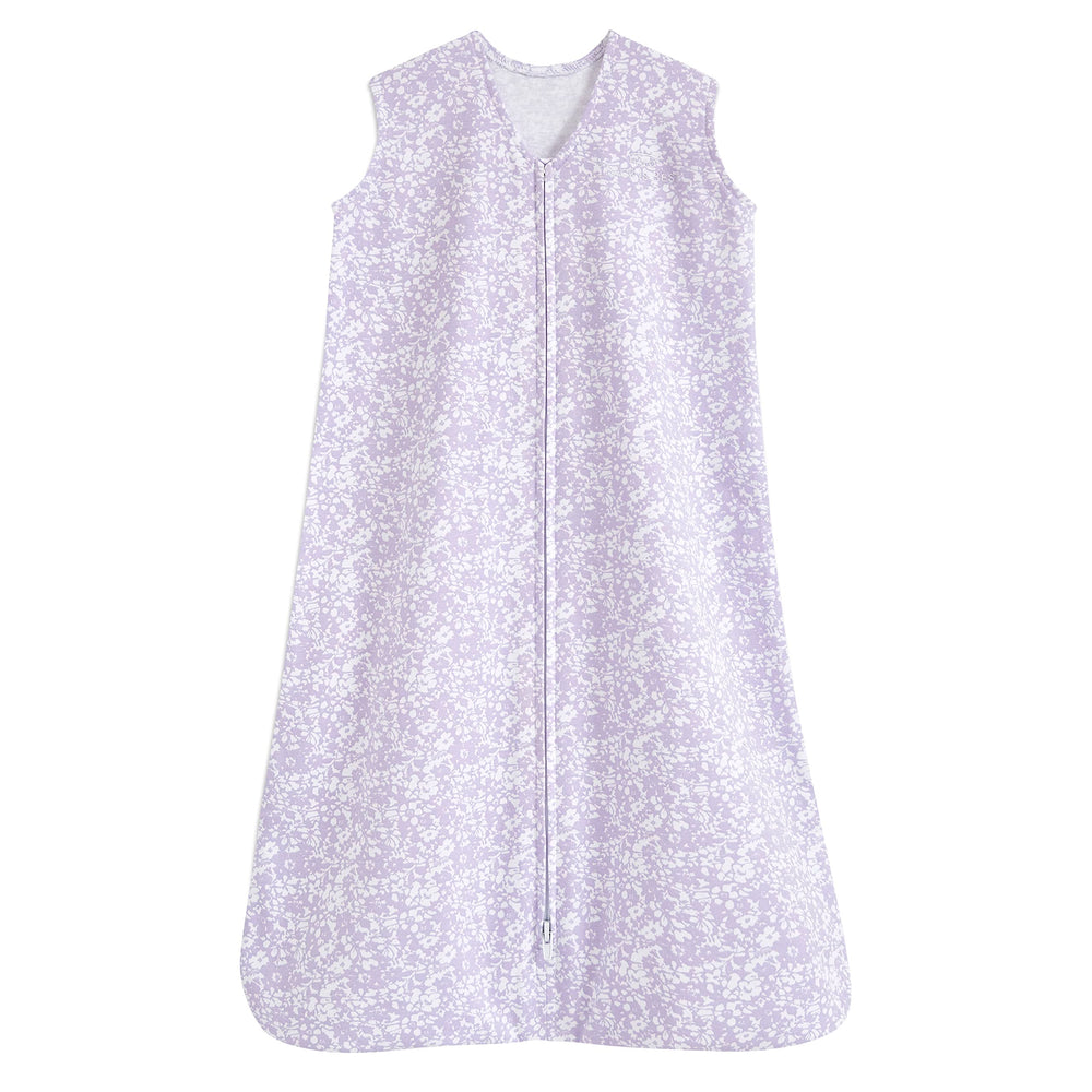 HALO SleepSack with Aster Flowers Purple, front view, cozy wearable blanket for safe sleep.
