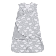 HALO Sleepsack Clouds swaddle design provides secure, cozy wrap for restful sleep.