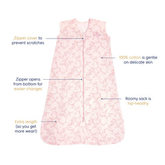 HALO SleepSack pink toile diaper-access zipper enables quick changes