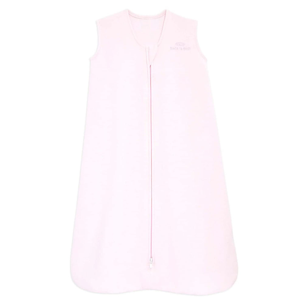 HALO Sleepsack soft pink fabric close-up; breathable 100% cotton for cozy sleep.