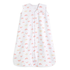 HALO SleepSack Sunshine Rainbows worn by baby for cozy, safe sleep