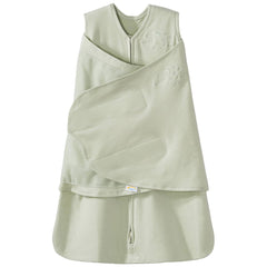 HALO Sleepsack Swaddle Sage fabric close-up shows soft cotton texture for cozy swaddling.