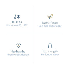 HALO Sleepsack TOG 1.0 microfleece delivers breathable warmth for moderate climates