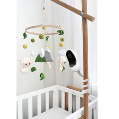 Haloera silicone mount demonstrates soft touch and safe contact on nursery furniture