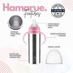 Hamarue removable handles enhance grip for tiny hands learning to sip.