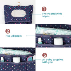 HAMUR HOME stroller pocket organizer in purple, keeps items within reach.