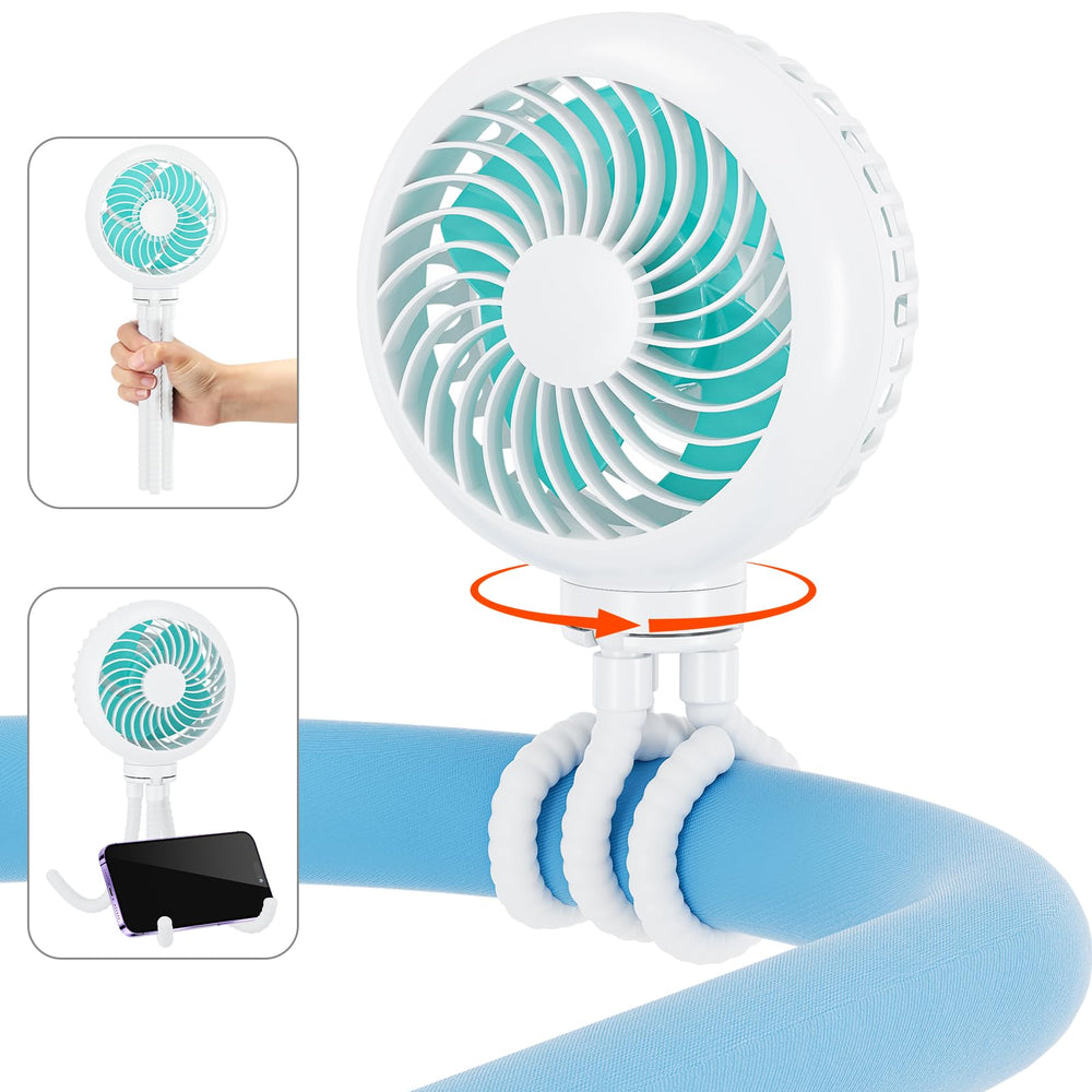 HandFan portable stroller fan with 4000mAh battery for all-day cooling