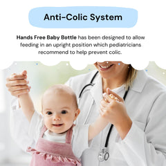 Hands-Free Baby Bottle Panda tube straw system enables upright feeding