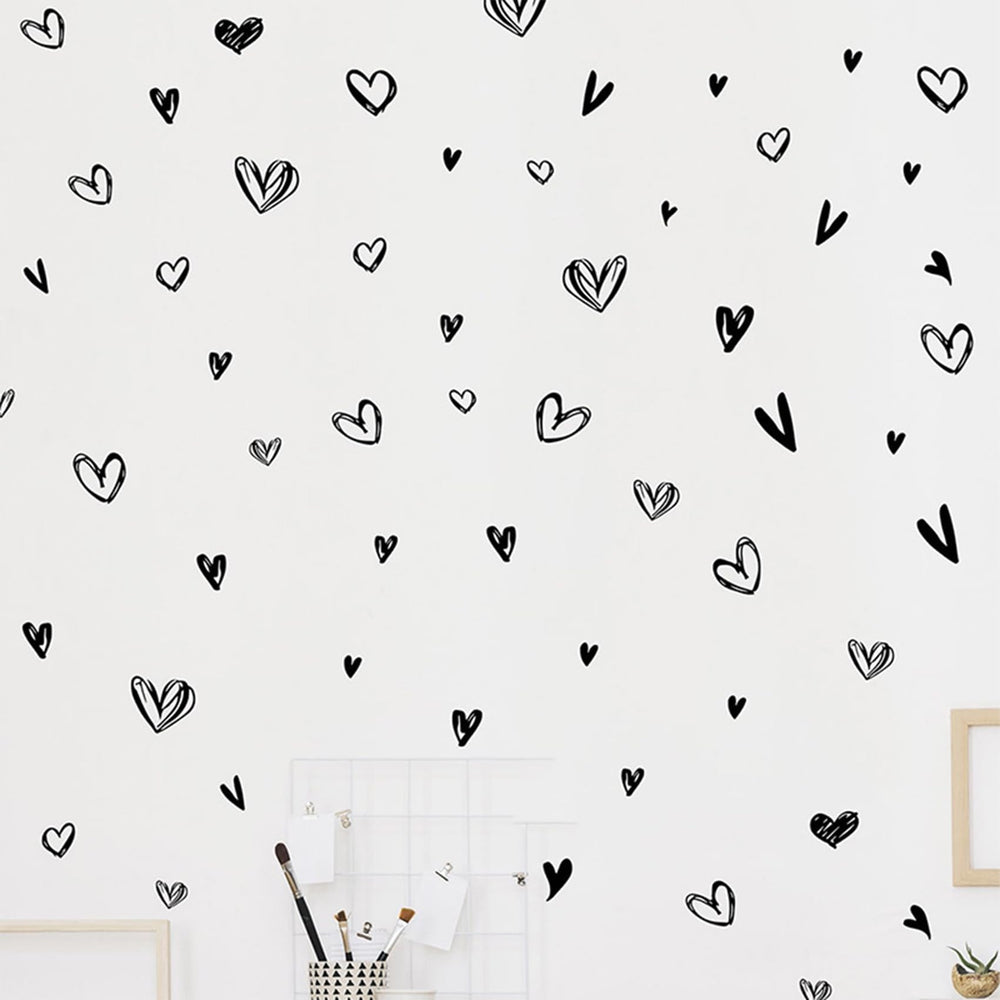Hanlongyu 90 pieces black heart stickers on wall for nursery decor