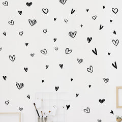 Hanlongyu 90 pieces black heart stickers on wall for nursery decor