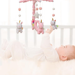 HanMiaMia crib mobile arm 25inch keeps the unicorns at baby's eye level.