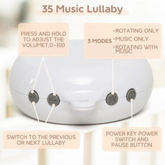 HanMiaMia crib mobile volume controls showing adjustable sound levels for silent to loud settings.