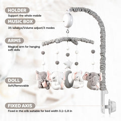 HanMiaMia baby view image showing two pink elephants above crib