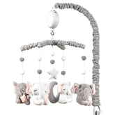 HanMiaMia elephant crib mobile in pink and white with 25-inch arm for baby focus