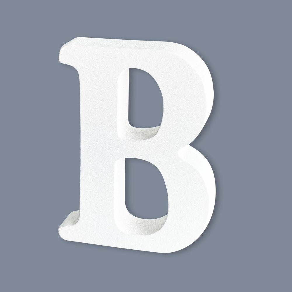 HANWER 6-inch white unfinished letter B for DIY decor.