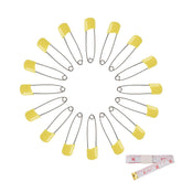 Hanycon diaper pins with yellow plastic heads and locking safety feature.