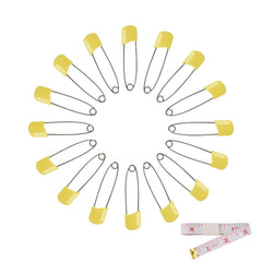 Hanycon diaper pins with yellow plastic heads and locking safety feature.