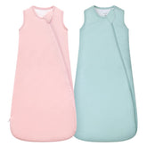 HAPIU sleep sack front view in Sage & Blush shows all-season comfort with bamboo fabric.