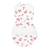 Happiest Baby Sleepea Ivory Watermelons swaddle provides a snug, secure fit for calm newborn sleep.