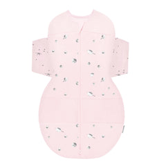 Happiest Baby SNOO Sleep Sack Rose Planets front view in hip-safe organic cotton.
