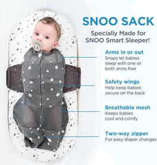 Happiest Baby SNOO Sleep Sack with Velcro closure for escape-proof security during sleep