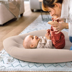 Happle sunny baby lounger in breathable cotton material for newborn skin.