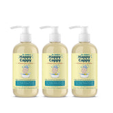 Happy Cappy baby shampoo bottle highlighting fragrance-free formula for sensitive skin.