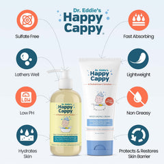 Foamy lather of Happy Cappy daily shampoo for eczema-prone skin.