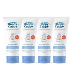 Happy Cappy Moisturizing Cream bottle front, gentle pediatrician-formulated care for sensitive kid skin
