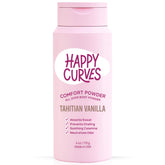 HAPPY CURVES Comfort Powder packaging shows talc-free formula for gentle daily use.