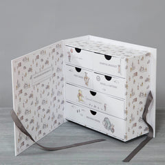 Happy Homewares keepsake box with Pooh and Piglet in London, ribbon finish for treasured newborn keepsakes.