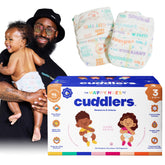 The Happy Hues Cuddlers diaper top sheet with shea butter for skin comfort.