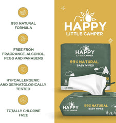 Happy Little Camper plant-based wipes, chlorine-free and septic-safe.