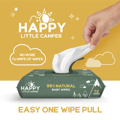 Happy Little Camper unscented wipe close-up showing gentle texture for sensitive skin