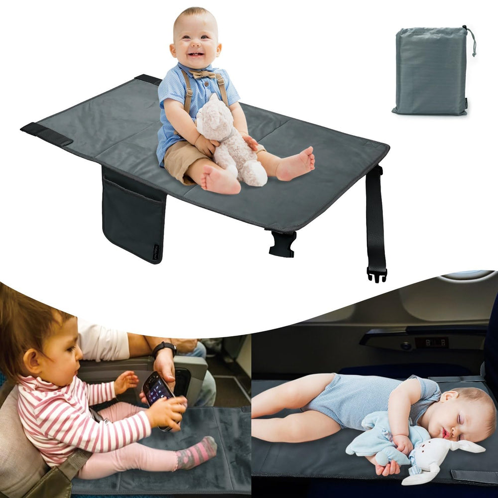 Happy Nest toddler airplane bed setup offers soft velvet comfort with a secure, non-slip base for travel.