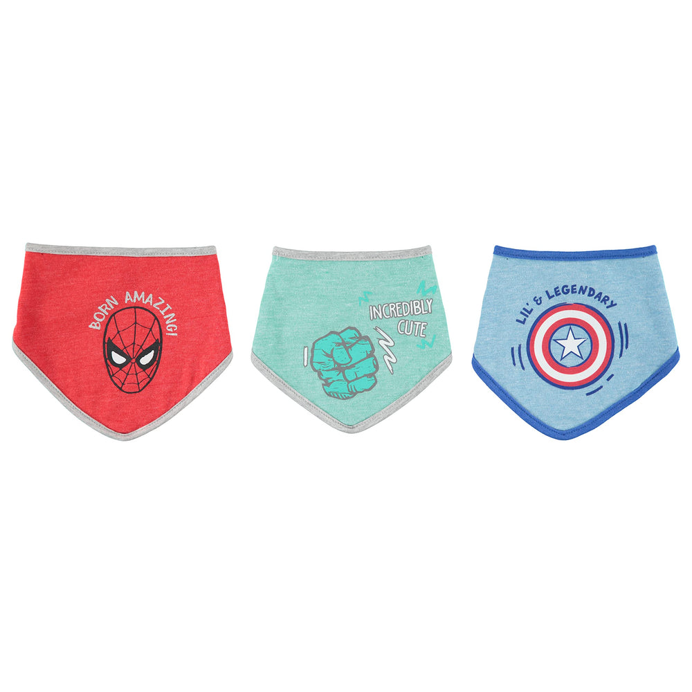 Happy Threads bandana bib featuring Spiderman in red, ideal for feeding and teething.