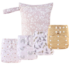 HappyFlute newborn pocket diapers set showing adjustable fit for growing babies