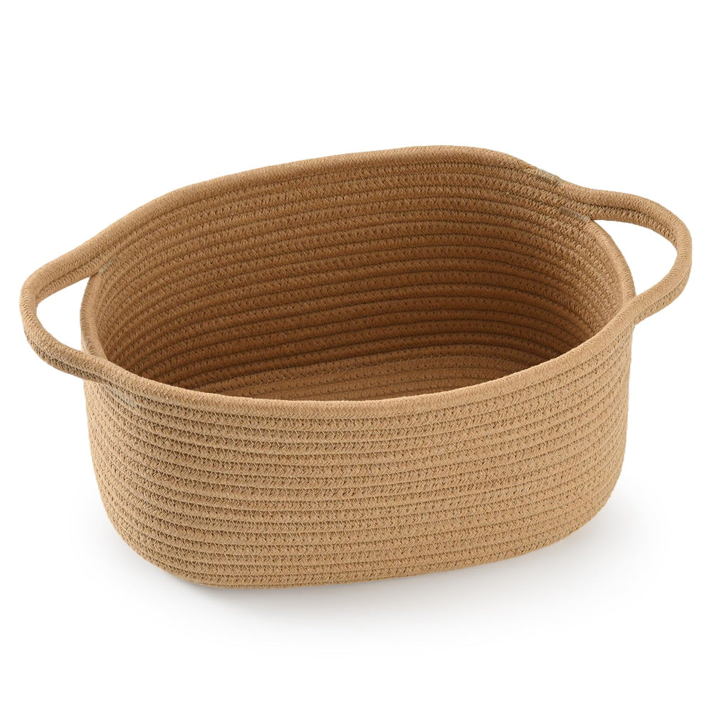 Happyiren Cute Woven Gift Basket with Handle in brown for gifting or storage